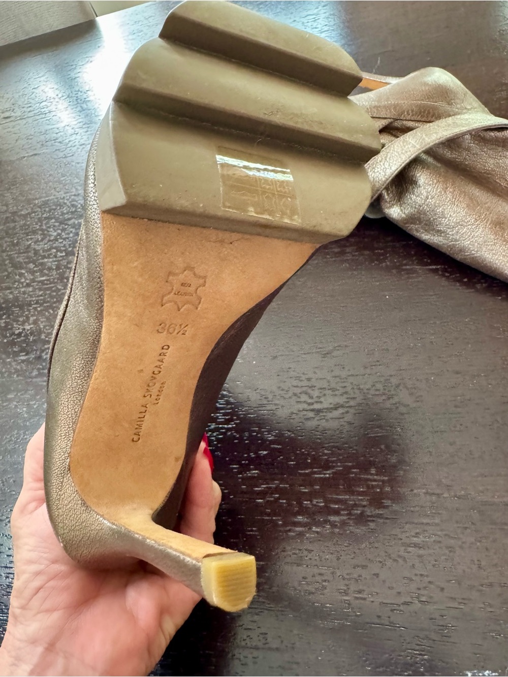 Camilla Skovgaard Metallic Leather/Suede Open Toe Booties - Picture 10 of 17